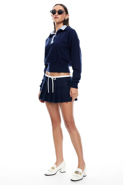LIONESS Racquet Club Knit Sweater Navy