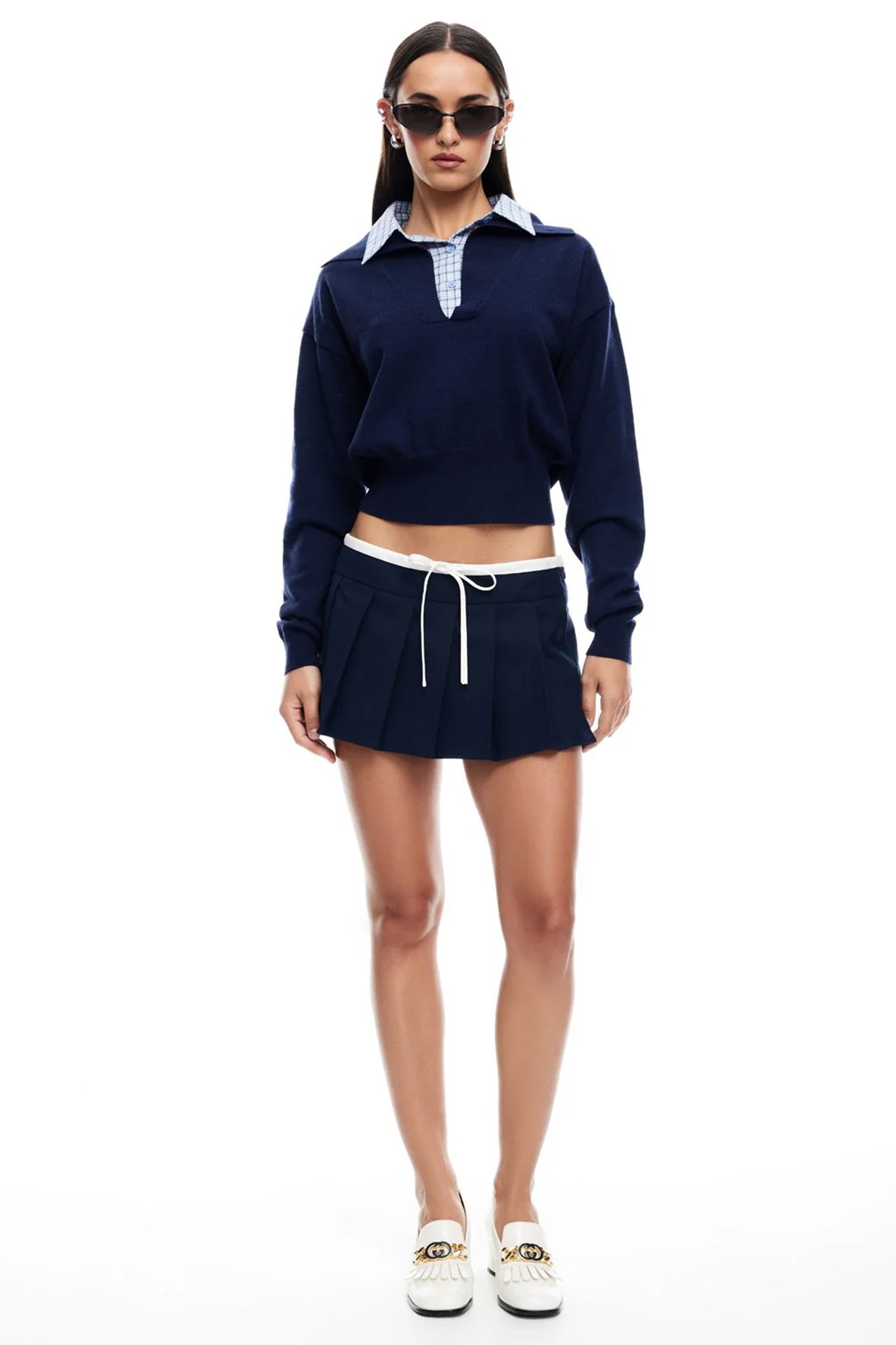 LIONESS Racquet Club Knit Sweater Navy