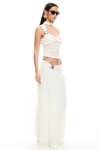 LIONESS In Your Dreams Maxi Skirt Cream