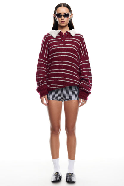 LIONESS Rising Sun Jersey Sweater Crimson