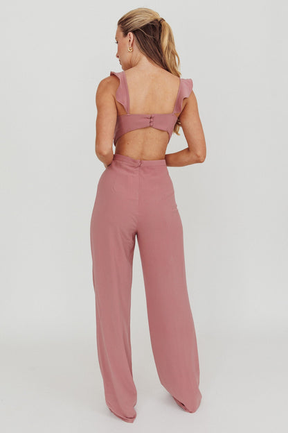 Kiss Me Sleeveless Ruffle Jumpsuit Pink
