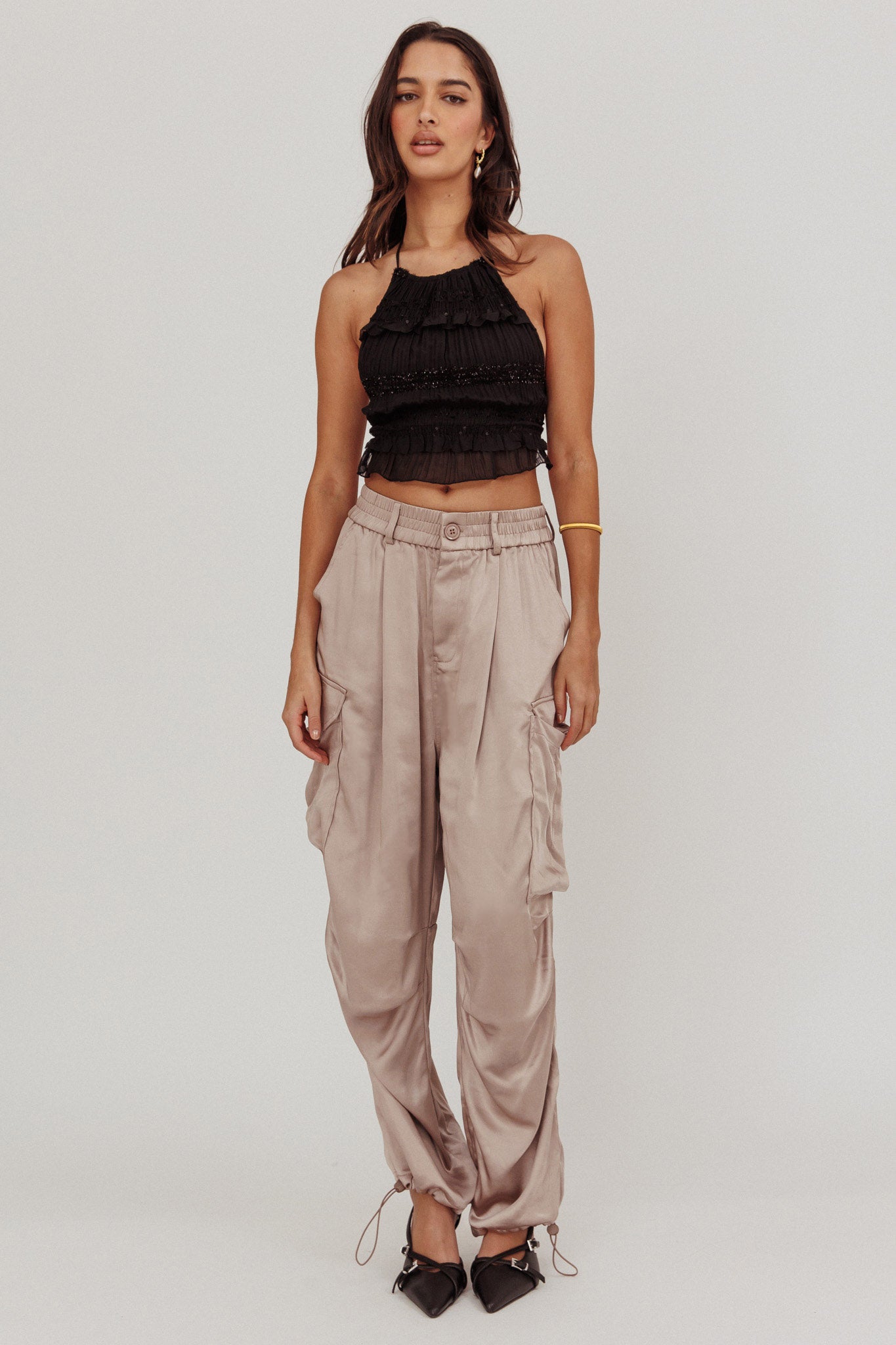 Betty Satin Cargo Pant Mink