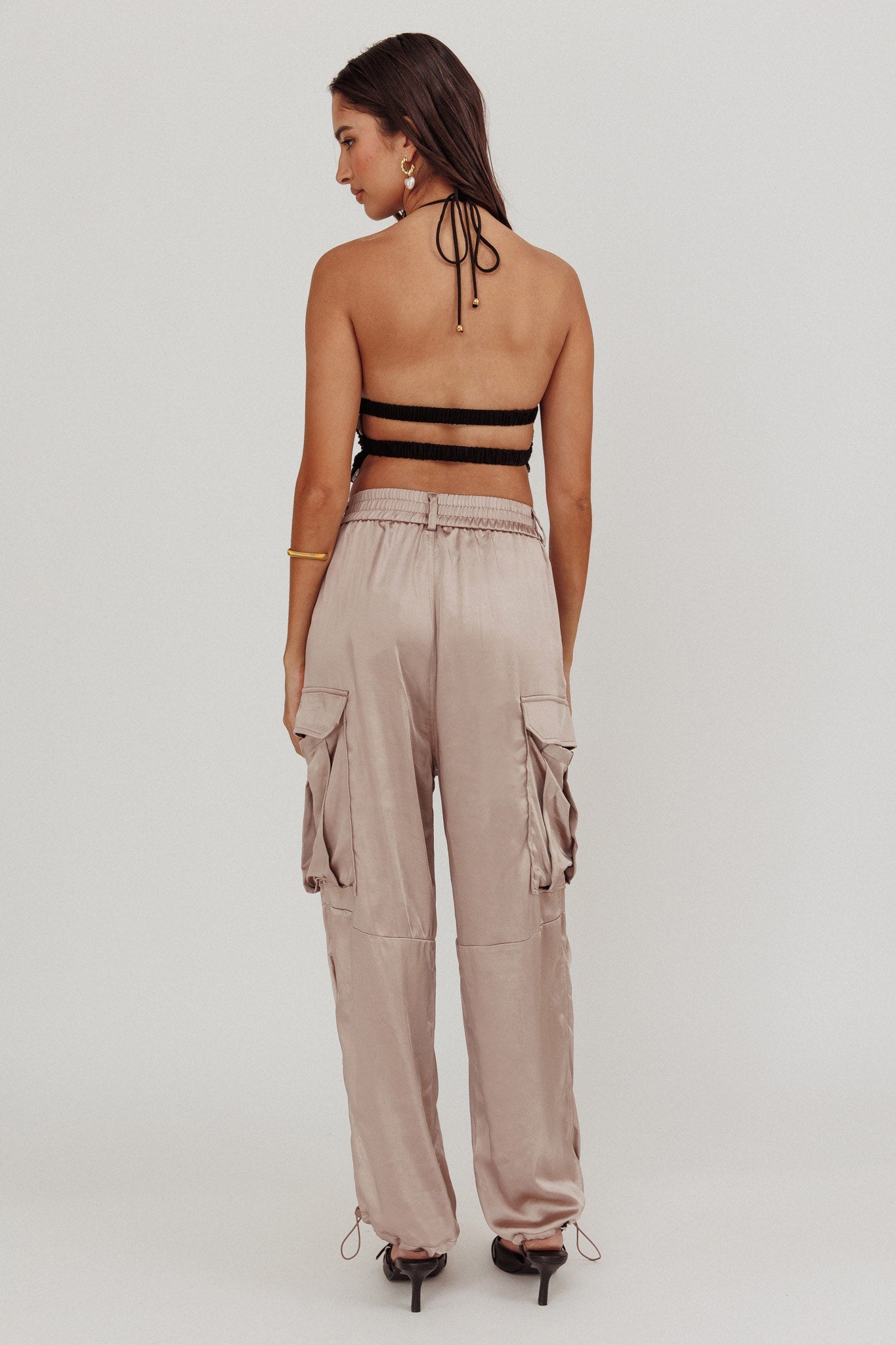 Betty Satin Cargo Pant Mink
