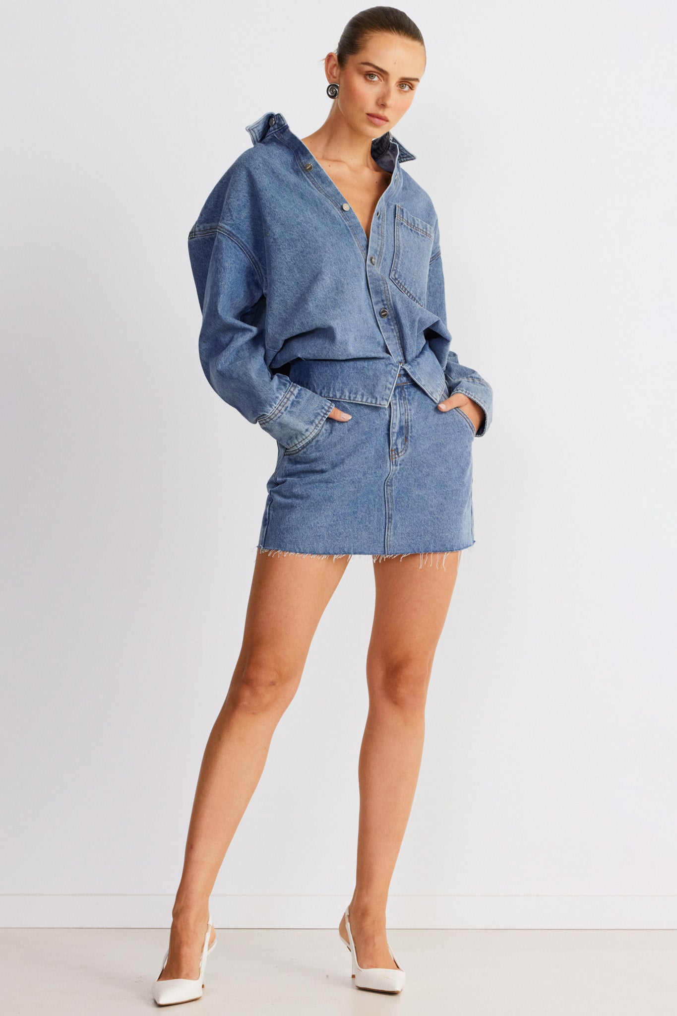 SNDYS Eve Denim Skirt Blue