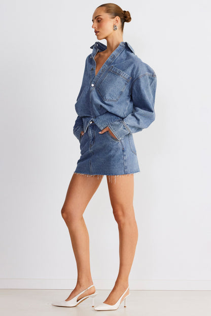 SNDYS Eve Denim Skirt Blue