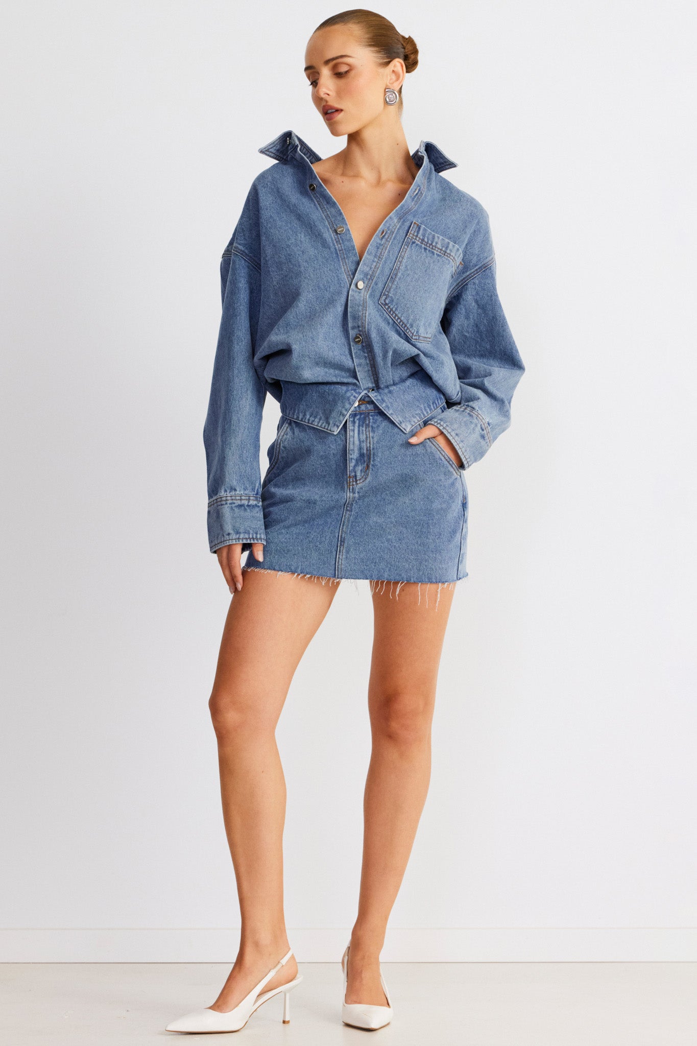 SNDYS Eve Denim Skirt Blue