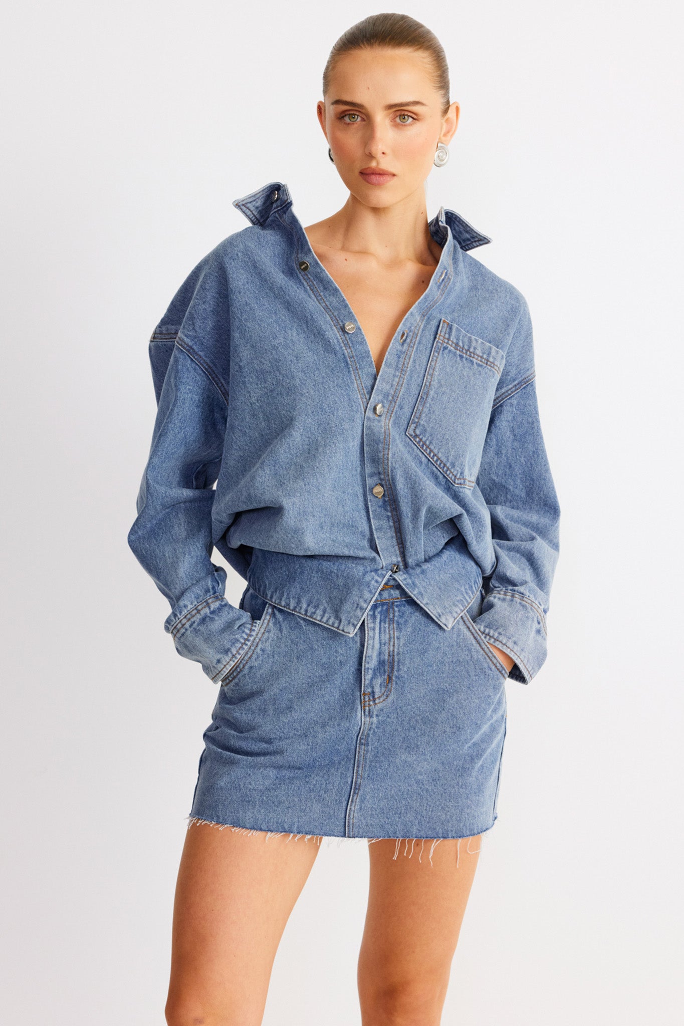 SNDYS Eve Denim Skirt Blue