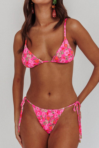 Sovereign Triangle String Bikini Top Pink Floral