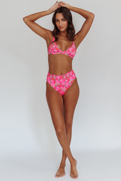 Harmonia High Waist Bikini Bottom Pink Floral