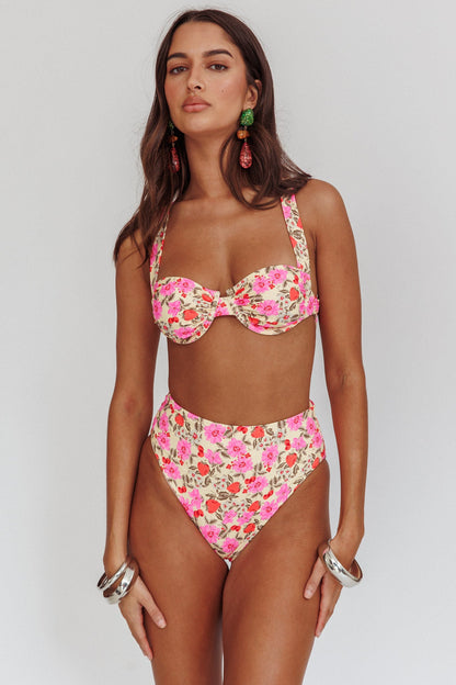 Harmonia High Waist Bikini Bottom Yellow Floral
