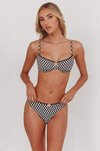 Cheerful Ric Rac Trim Bikini Bottom Gingham