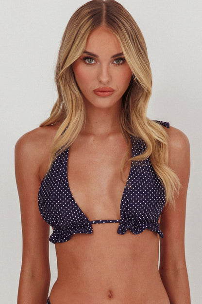 Milagro Thick Strap Halter Bikini Top Polka Dot