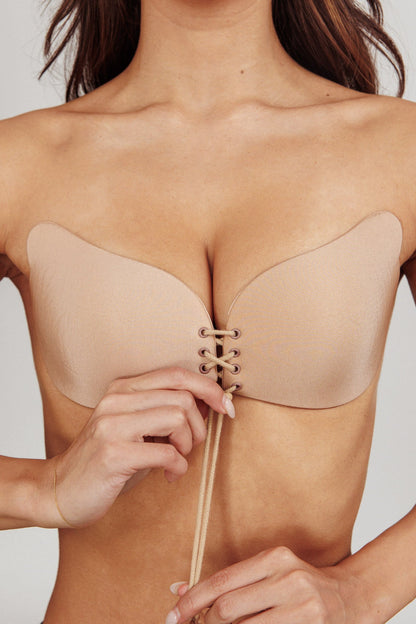 Vito Backless Lace-up Adhesive Bra Nude