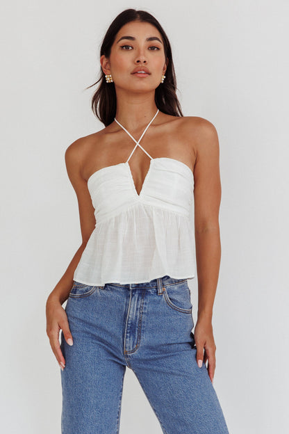 Asiah Halter Neck Cami Top Off White