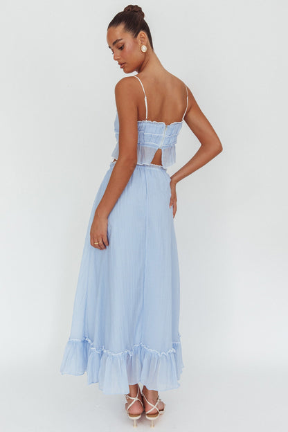 Maidens Tie Detail Overlock Maxi Skirt Cloud Blue