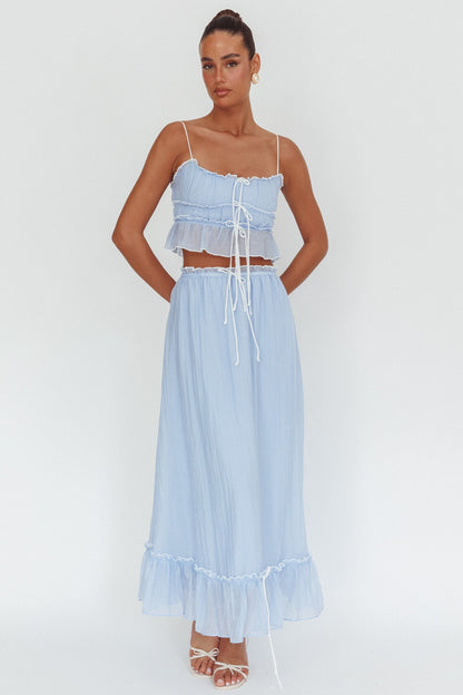 Maidens Tie Detail Overlock Maxi Skirt Cloud Blue