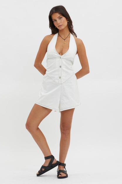 Glowing Halterneck Romper White