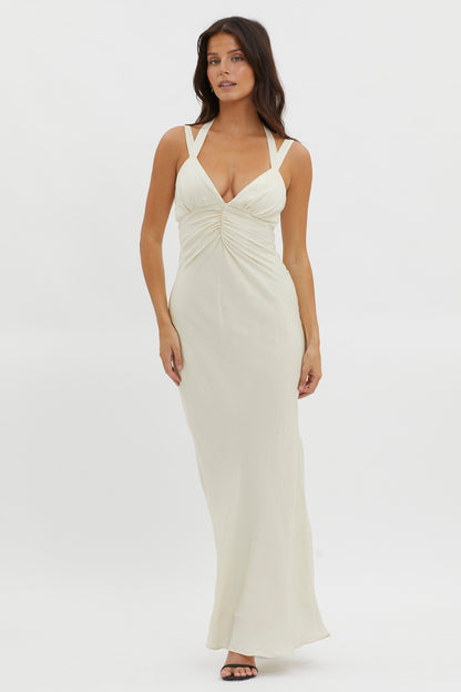 Stellar Twist Bodice Multi-Strap Dress Oyster