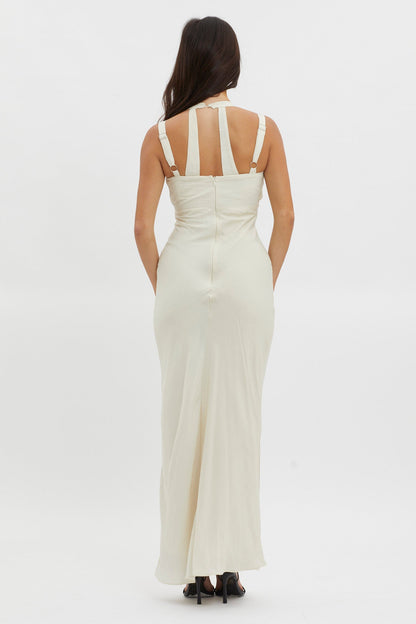 Stellar Twist Bodice Multi-Strap Dress Oyster