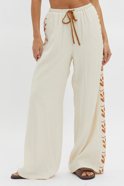 Maghan Side Print Long Pants Beige