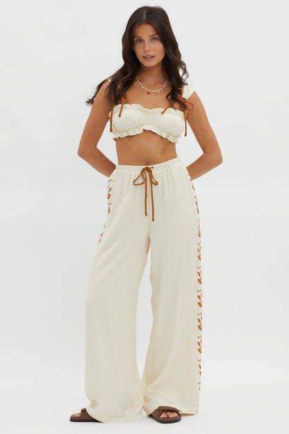 Maghan Side Print Long Pants Beige