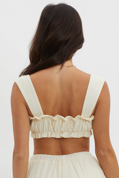 Maghan Tie Strap Crop Top Beige