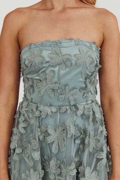 Dori Floral Embellished Midi Dress Sage