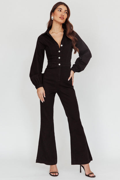Emilio Long Sleeve Jumpsuit Denim Black