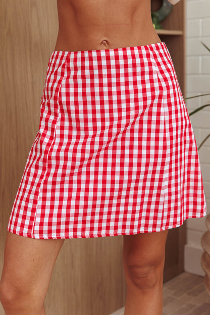 Philomena A-Line Mini Skirt Gingham Red