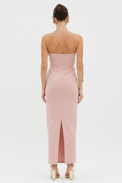 Karaline Strapless Bust Accent Maxi Dress Blush