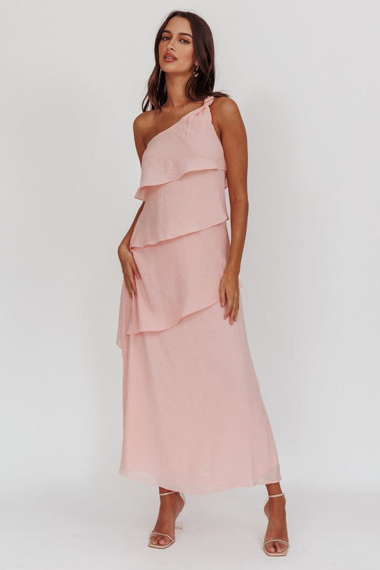 Delwyn One-Shoulder Maxi Dress Baby Pink