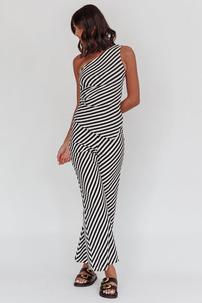 Golden Beach Wide Leg Pants Stripe Black