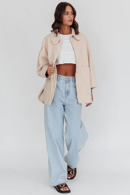 Peace & Serene Collared Sherpa Jacket Oat