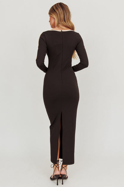 Moonglade Long Sleeve Bodycon Maxi Dress Black