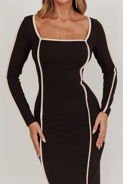 Moonglade Long Sleeve Bodycon Maxi Dress Black