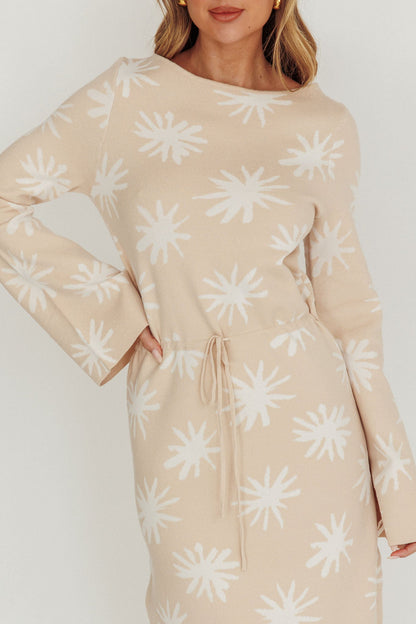 Orleans Star Print Knit Maxi Dress Sand