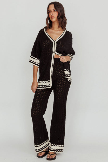 Rhodes Cotton Straight Leg Knit Pants Black
