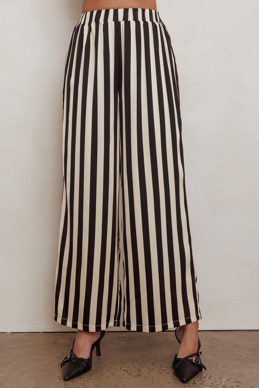 Love Galore Striped Wide Leg Pant Black/Beige