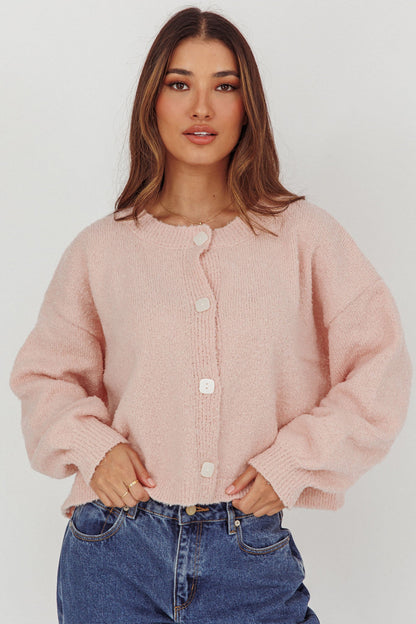 Taking Notes Button Front Cardigan Blush