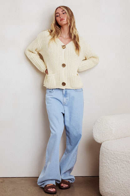 Cindie Chunky Knit Cardigan Butter