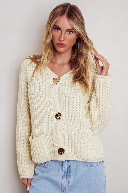 Cindie Chunky Knit Cardigan Butter