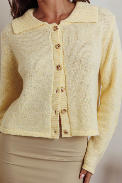 Margaret Button-Up Knit Cardigan Butter