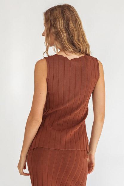 Kimora Sleeveless Knit Top Brown