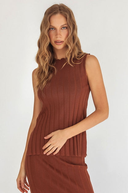 Kimora Sleeveless Knit Top Brown