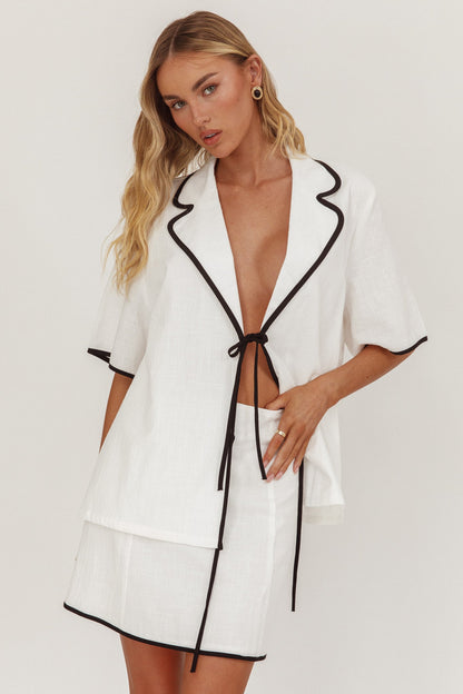 Caterina Contrast Trim Mini Skirt White
