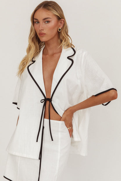 Caterina Tie-Front Top White