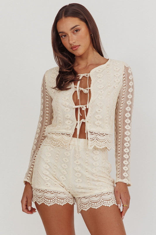 Perrine Lace Shorts Oat