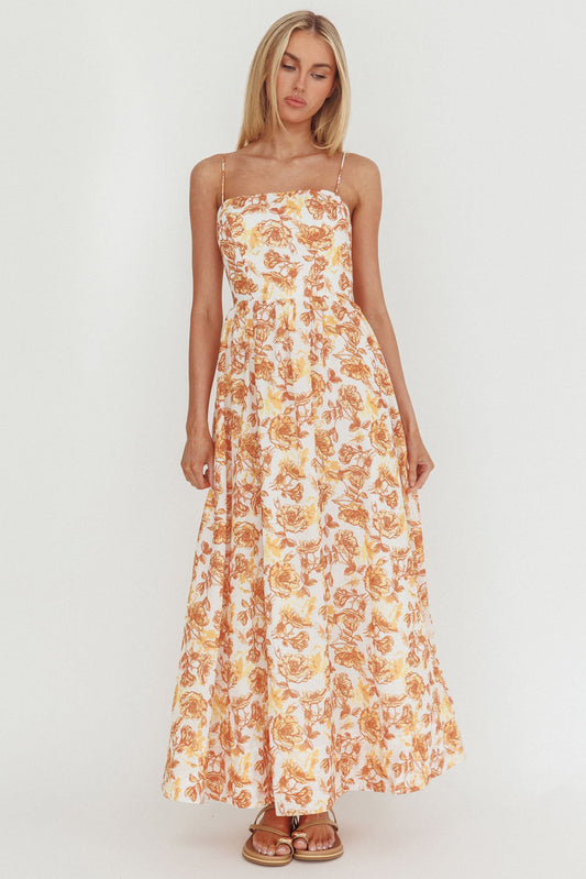 Wild Card Cami Strap Maxi Dress Floral Yellow
