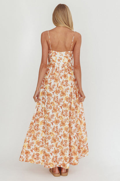 Wild Card Cami Strap Maxi Dress Floral Yellow