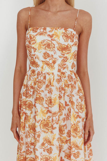 Wild Card Cami Strap Maxi Dress Floral Yellow